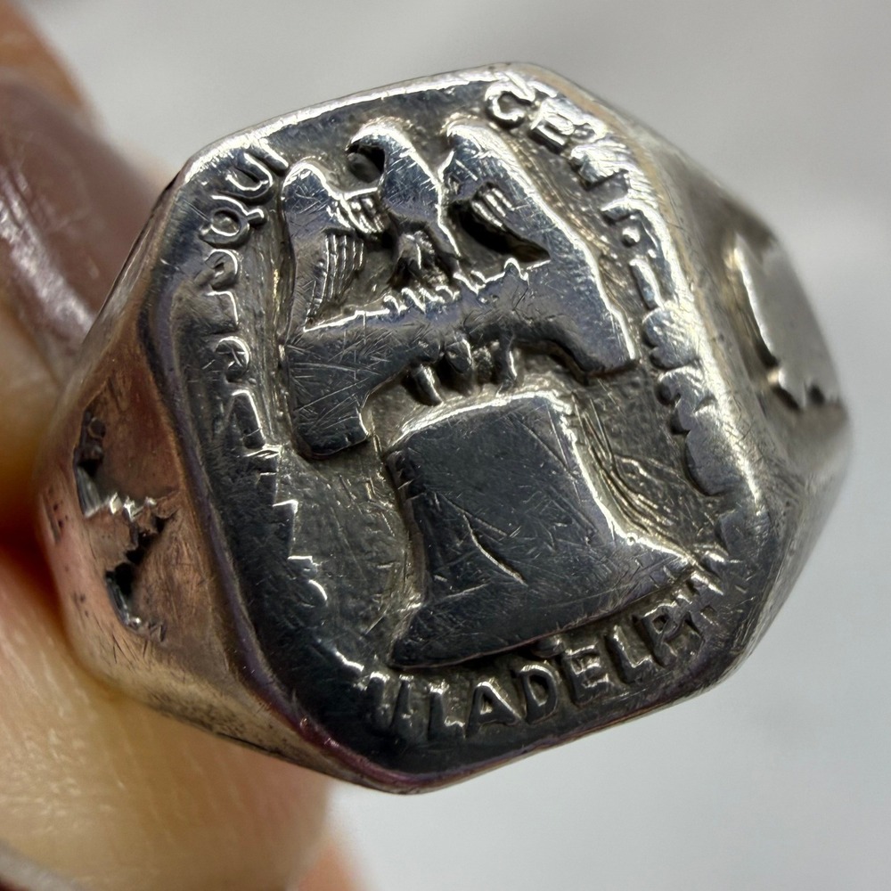 Vintage Philadelphia Sesquicentennial Ring Unisex Size 5.5 Silver Fair 1926
